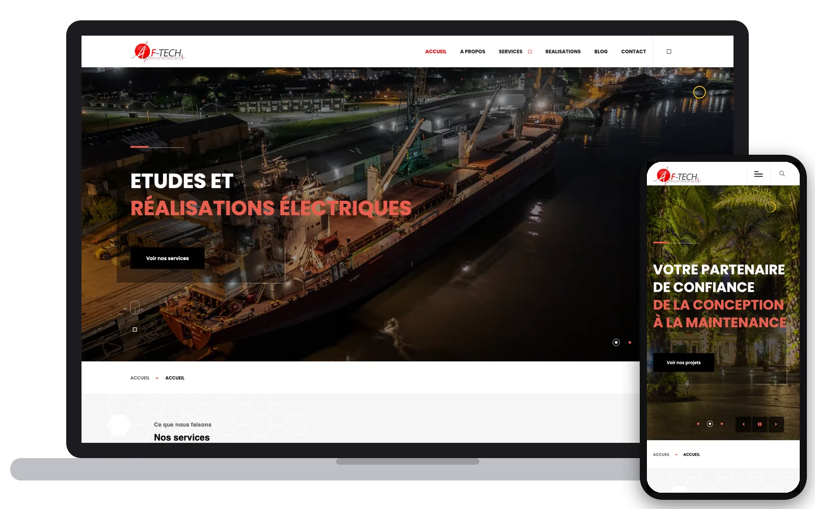 AF-Tech : site web sur ordinateur et smartphone, réalisé par Digit Communication