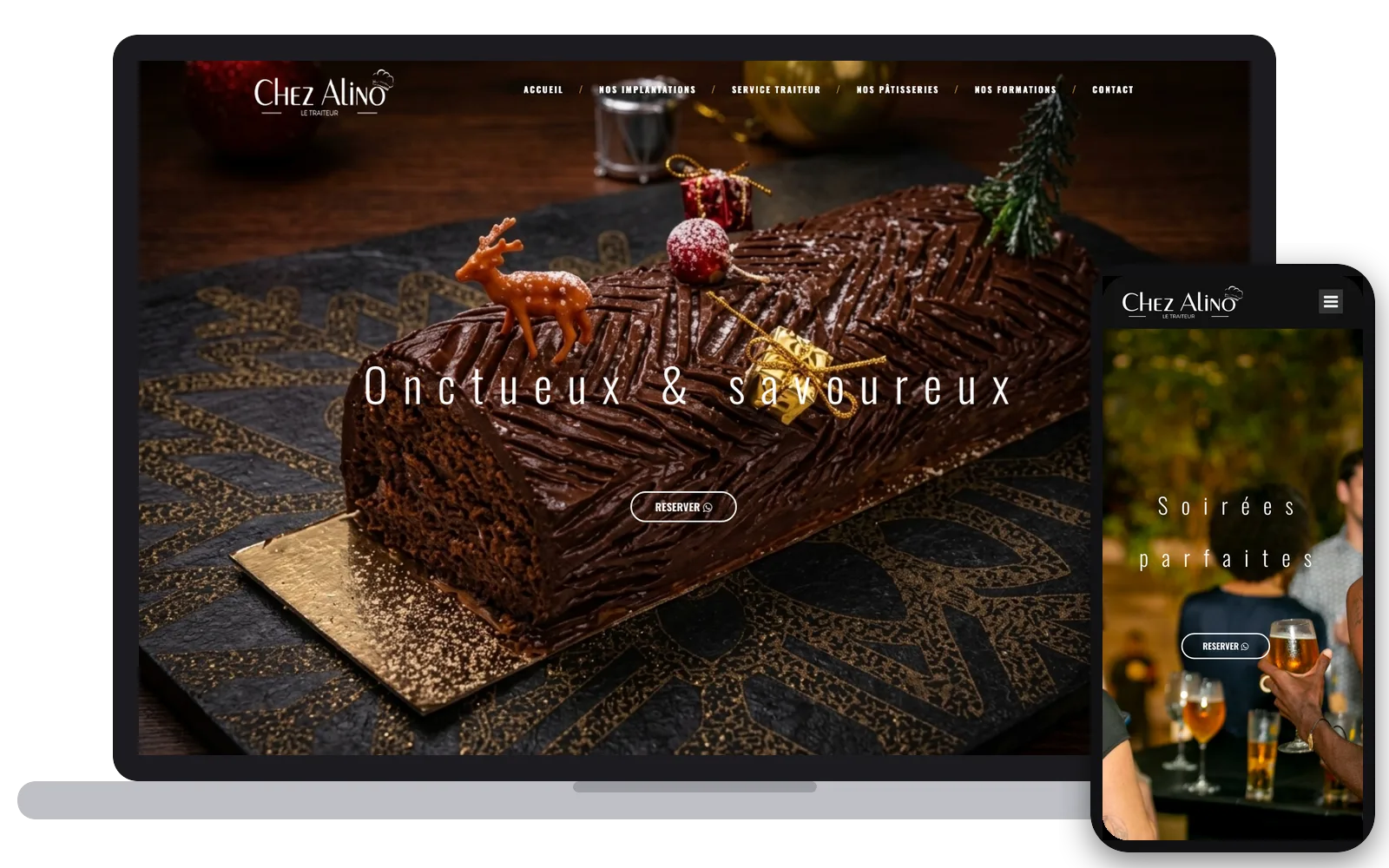 Chez Alino : site web sur ordinateur et smartphone, réalisé par Digit Communication