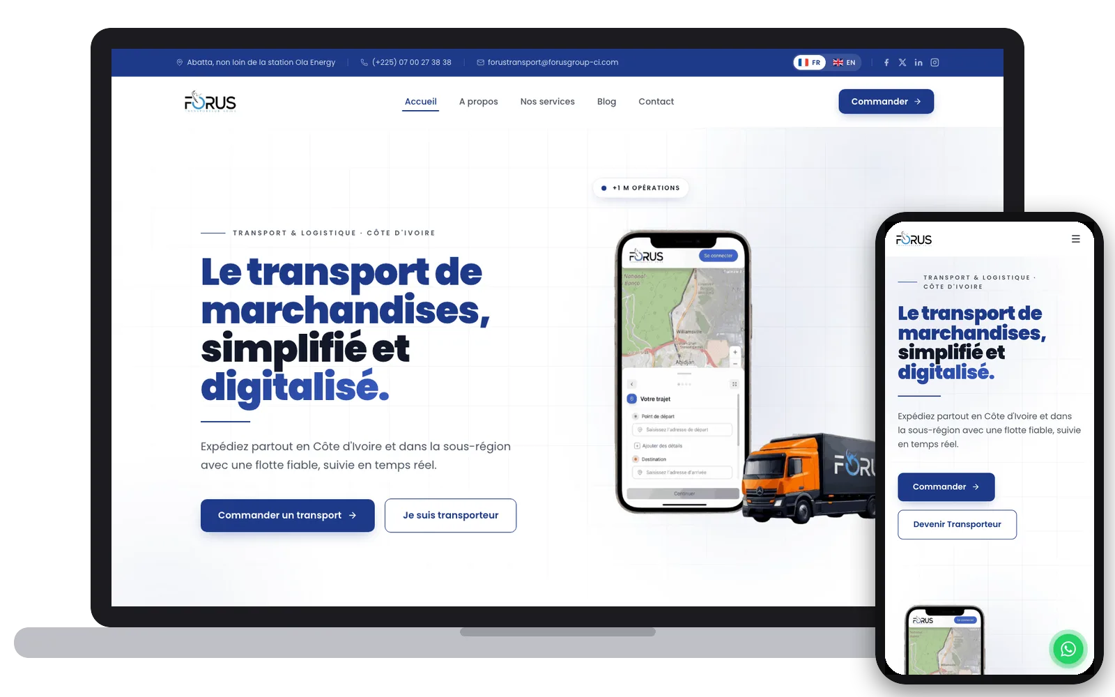 FORUS : site web sur ordinateur et smartphone, réalisé par Digit Communication