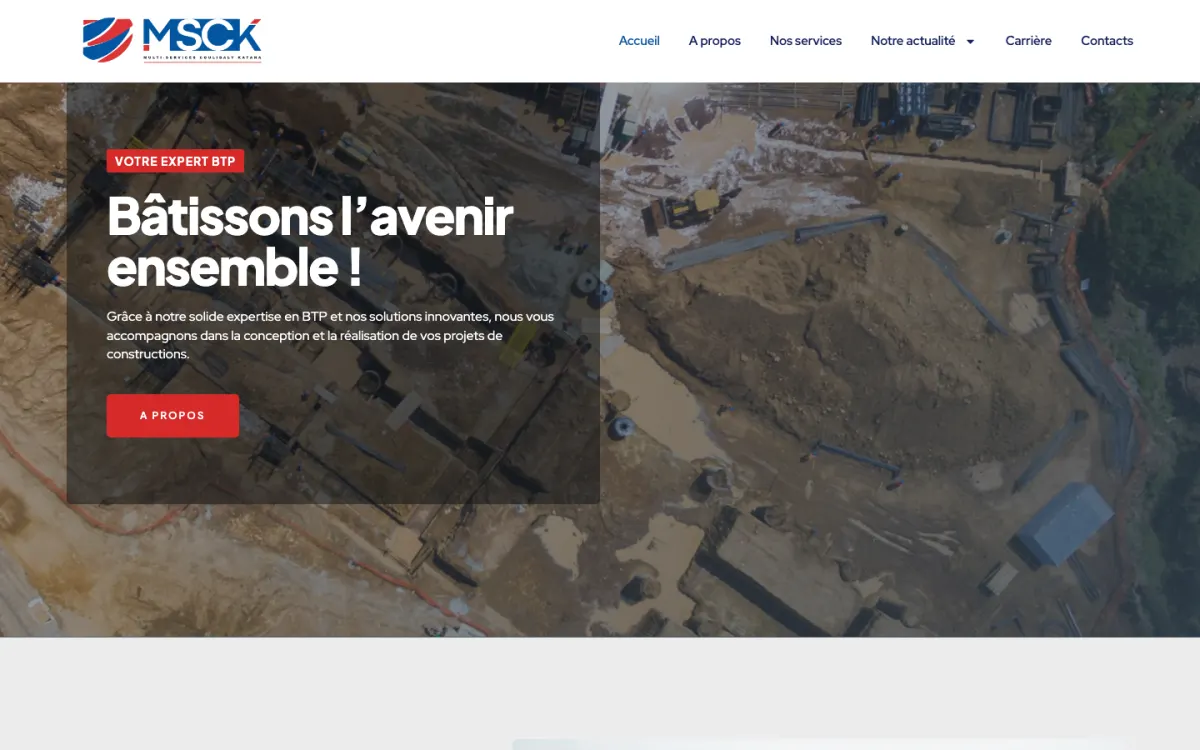 MSCK : page d'accueil du site web réalisé par Digit Communication