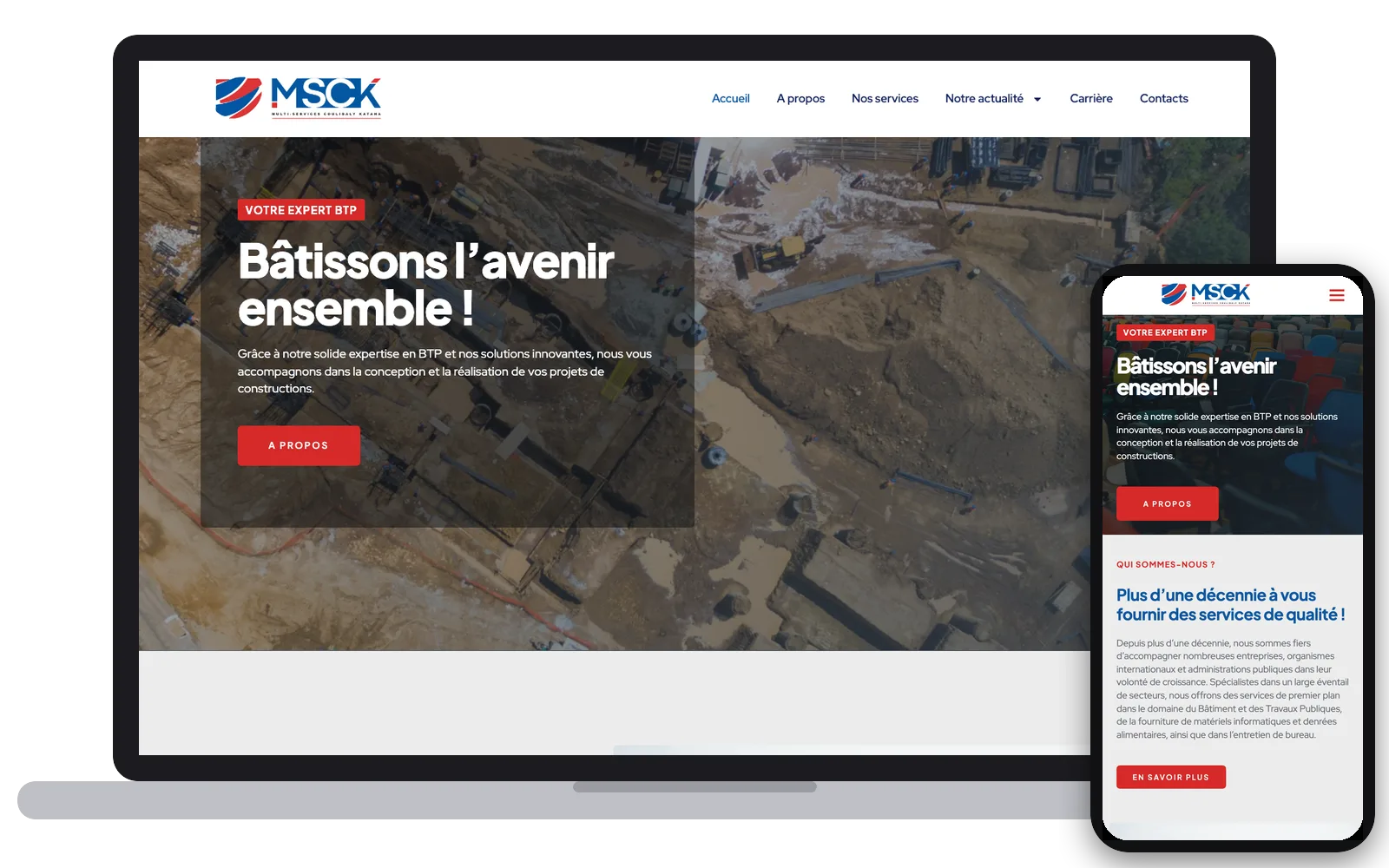 MSCK : site web sur ordinateur et smartphone, réalisé par Digit Communication