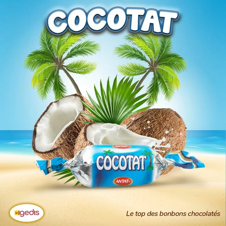 Publication Cocotat : bonbons chocolatés sur la plage