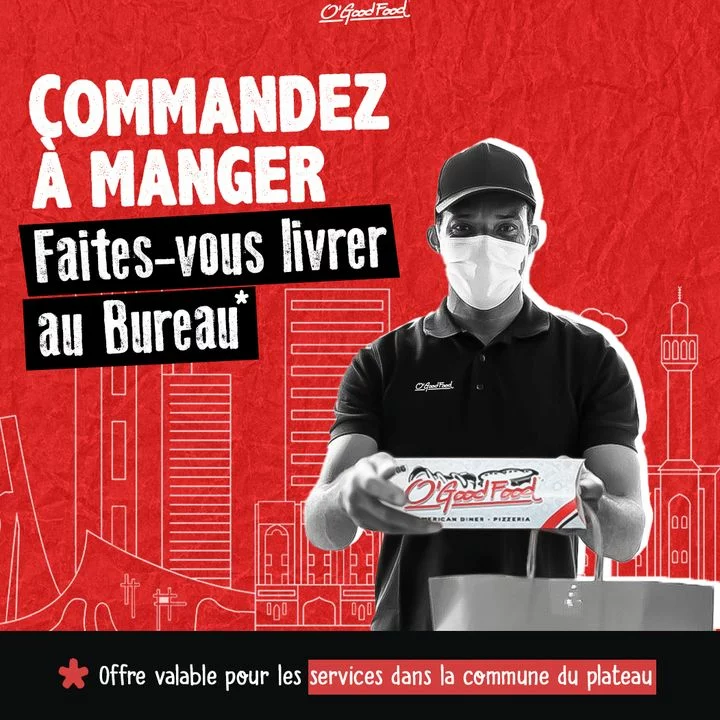 Visuel : commandez à manger, faites-vous livrer au bureau