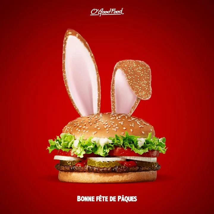 Visuel de Pâques : burger aux oreilles de lapin