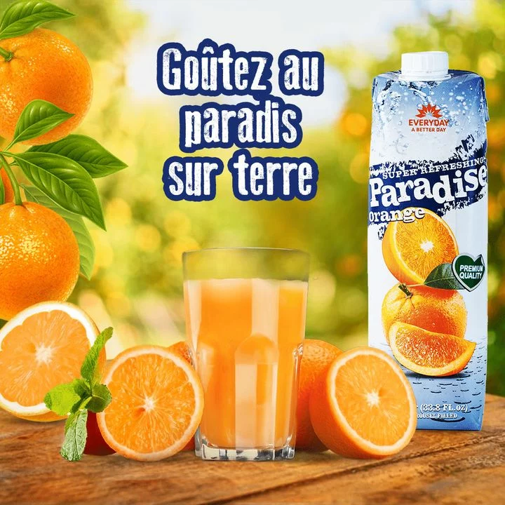 Publication Paradise : jus d'orange